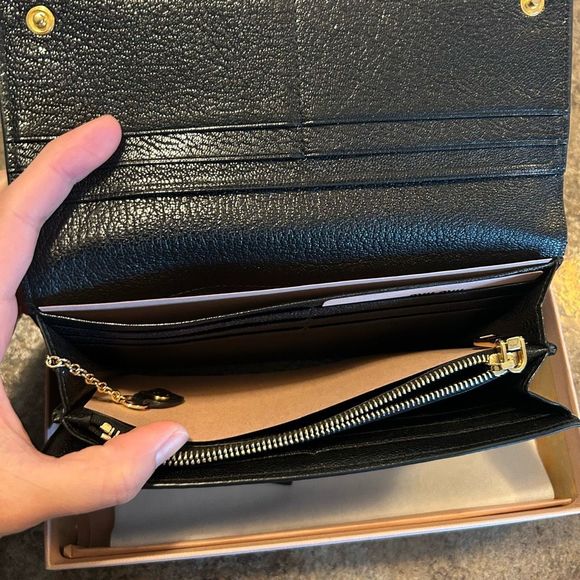 2in1 Miu Miu Long Snap Wallet Leather Black with original box - Picture 4 of 15